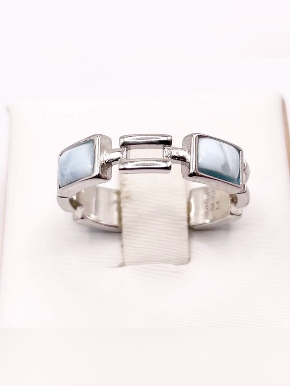 Size 7.5 Larimar 925 Sterling Silver Ring